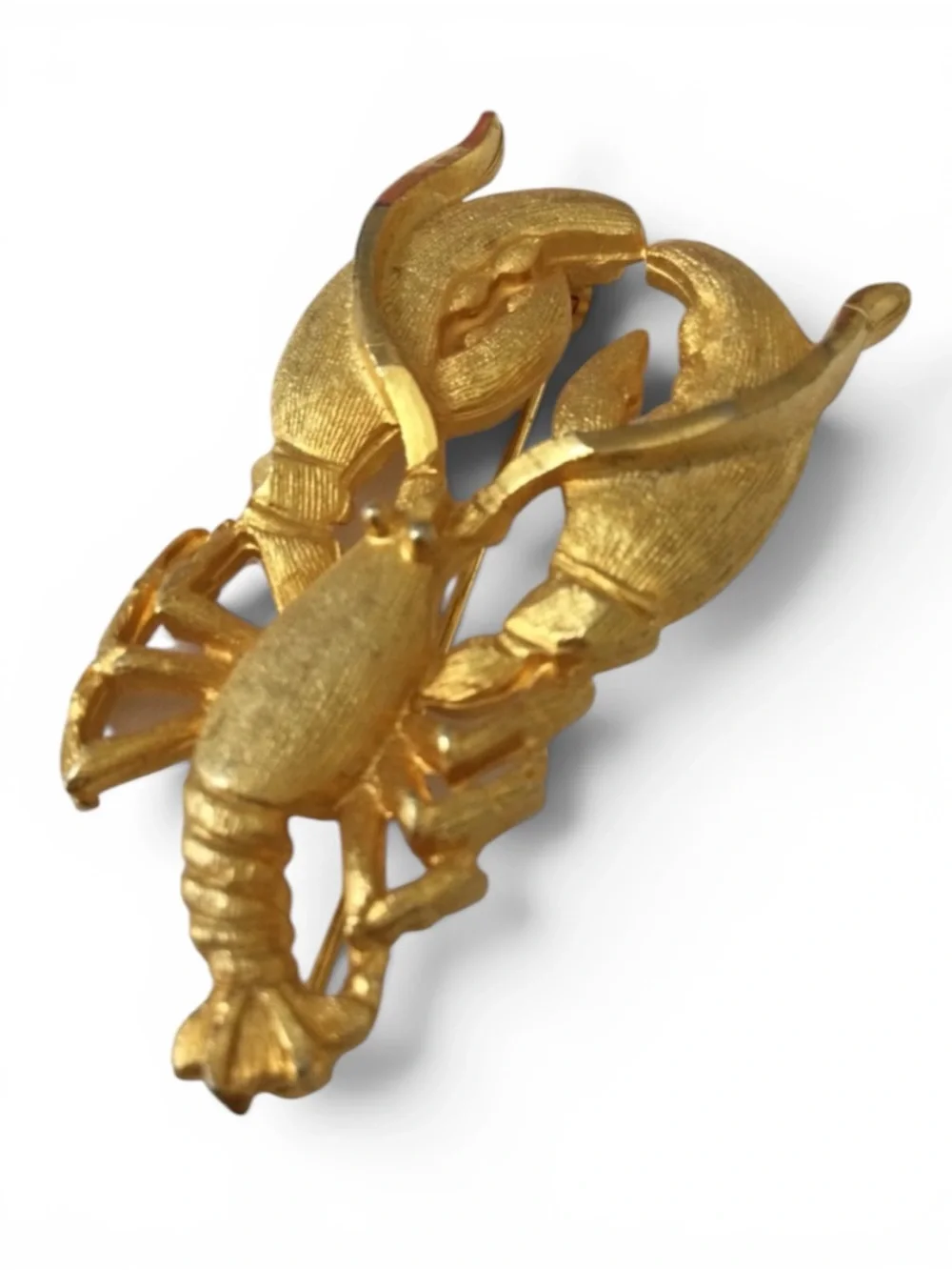 Vintage 1960s-70s Brushed Gold‑Tone Lobster Brooch